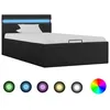 Image de Cadre de lit Ã  stockage avec LED Gris foncÃ© Tissu 100x200 cm