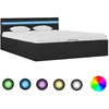 Image de vidaXL Cadre de lit Ã  stockage avec LED Gris foncÃ© Tissu 140x200 cm