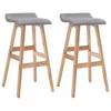 Image de vidaXL Tabourets de bar 2 pcs Gris clair Tissu