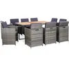 Image de Mobilier Ã DÃ®ner De Jardin 11pcs Et Coussin RÃ©sine TressÃ©e Gris