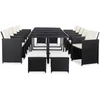 Image de Vidaxl Salon De Jardin 15 Pcs Avec Coussins RÃ©sine TressÃ©e Noir