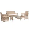 Image de Vidaxl Salon De Jardin 4 Pcs Avec Coussins RÃ©sine TressÃ©e Beige