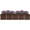 Image de vidaXL Lit surÃ©levÃ© de jardin Acier galvanisÃ© 400x80x77 cm Marron