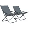 Image de Prolenta Premium - Chaises pliables de plage 2 pcs Tissu Gris