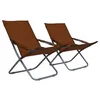 Image de Prolenta Premium - Chaises pliables de plage 2 pcs Tissu Marron