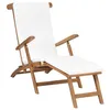 Image de Vidaxl Chaise Longue Avec Coussin Blanc CrÃ¨me Bois De Teck Solide
