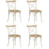 Image de vidaXL Chaises Ã  dossier croisÃ© 4 pcs Blanc Bois de manguier massif