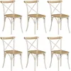 Image de Chaises Ã  dossier croisÃ© 6 pcs Blanc Bois de manguier massif - VidaXL