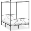Image de vidaXL Cadre de lit Ã  baldaquin sans matelas gris mÃ©tal 160x200 cm