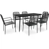 Image de Vidaxl Mobilier Ã DÃ®ner D'extÃ©rieur 7 Pcs Corde En Coton Et Acier Noir