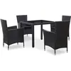 Image de Vidaxl Mobilier Ã DÃ®ner D'extÃ©rieur 5 Pcs RÃ©sine TressÃ©e Noir