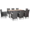 Image de Mobilier Ã DÃ®ner De Jardin 9pcs Et Coussins RÃ©sine TressÃ©e Gris