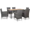Image de Mobilier Ã DÃ®ner De Jardin 7pcs Et Coussins RÃ©sine TressÃ©e Gris