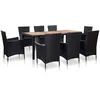 Image de Vidaxl Mobilier Ã DÃ®ner De Jardin 9pcs Et Coussins RÃ©sine TressÃ©e Noir
