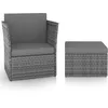 Image de Vidaxl Chaise De Jardin Avec Tabouret RÃ©sine TressÃ©e Anthracite