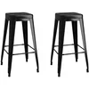Image de Lot de 2 tabourets de bar empilables en mÃ©tal noir, hauteur comptoir, repose-pieds