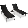 Image de Vidaxl Chaises Longues 2 Pcs Avec Table Acier Et TextilÃ¨ne Noir