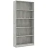 Image de BibliothÃ¨que Ã  5 niveaux80x24x175 cm Gris bÃ©ton ÃtagÃ¨re de rangement en bois contreplaquÃ©