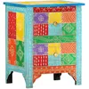 Image de vidaXL Table de chevet peinte Ã  la main 40x30x50 cm Bois de manguier