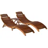 Image de Vidaxl Chaise Longue Avec Table Ã ThÃ© 3 Pcs Bois D'acacia Massif