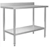 Image de Table de travail cuisine inox 120x60x93 cm avec crÃ©dence pieds rÃ©glables facile Ã  nettoyer