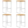 Image de Chaises De Bar 4 Pcs Bois D'acacia Solide Et Acier Inoxydable