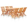 Image de Vidaxl Mobilier Ã DÃ®ner D'extÃ©rieur Pliable 7 Pcs Bois Solide De Teck