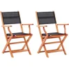 Image de Vidaxl Chaises Pliables De Jardin 2 Pcs Noir Eucalyptus Et TextilÃ¨ne
