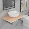 Image de Vidaxl Meuble De Salle De Bain En Deux PiÃ¨ces CÃ©ramique ChÃªne