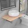 Image de Vidaxl Meuble De Salle De Bain En Deux PiÃ¨ces CÃ©ramique ChÃªne