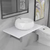 Image de vidaXL Meuble de salle de bain en deux piÃ¨ces CÃ©ramique Blanc