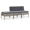 Image de Vidaxl Salon De Jardin 3 Pcs Avec Coussins RÃ©sine TressÃ©e Gris
