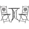 Image de vidaXL Mobilier de bistro 3 pcs mosaÃ¯que Carreaux cÃ©ramiques Gris