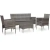 Image de Vidaxl Salon De Jardin 4 Pcs Avec Coussins RÃ©sine TressÃ©e Gris