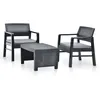 Image de Salon De Jardin 3 Pcs Plastique Anthracite