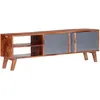 Image de vidaXL Meuble TV gris 140x30x45 cm bois solide
