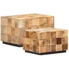Image de vidaXL Tables basses 2 pcs avec design de blocs Bois de manguier brut