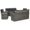 Image de Mobilier Ã DÃ®ner De Jardin 5pcs Et Coussins RÃ©sine TressÃ©e Gris
