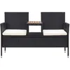 Image de Vidaxl Banc De Jardin 2places Et Table Ã ThÃ© 143cm RÃ©sine TressÃ©e Noir