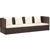 Image de Lit De Jardin Ajustable 7-Positions Avec Coussins Et Oreillers Lavables Poly Rattan Marron