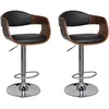 Image de vidaXL Tabourets de bar 2 pcs Noir Bois courbÃ© et similicuir
