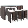 Image de Meuble De Bar De Jardin 7 Pcs Et Coussins RÃ©sine TressÃ©e Marron