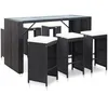 Image de Meuble De Bar De Jardin 7 Pcs Et Coussins RÃ©sine TressÃ©e Noir
