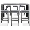 Image de Vidaxl Meuble De Bar De Jardin 7 Pcs Et Coussins RÃ©sine TressÃ©e Gris