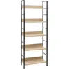 Image de ÃtagÃ¨re Ã 5 Niveaux Cadre En Acier Bois D'oak Compact 60x27,6x158,5 Cm