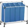 Image de Vidaxl Trieuse Ã Linge Avec 4 Sacs Bleu Acier-Syma