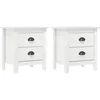 Image de vidaXL Tables de chevet Hill Range 2 pcs Blanc 46x35x49,5cm Pin solide