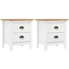 Image de Tables de chevet 2 piÃ¨ces 2 tiroirs en pin massif blanc Tables de chevet modernes