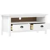 Image de vidaXL Meuble TV Hill Range Blanc 110x40x47 cm Bois de pin solide
