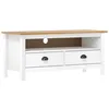 Image de vidaXL Meuble TV Hill Range Blanc 110x40x47 cm Bois de pin solide
